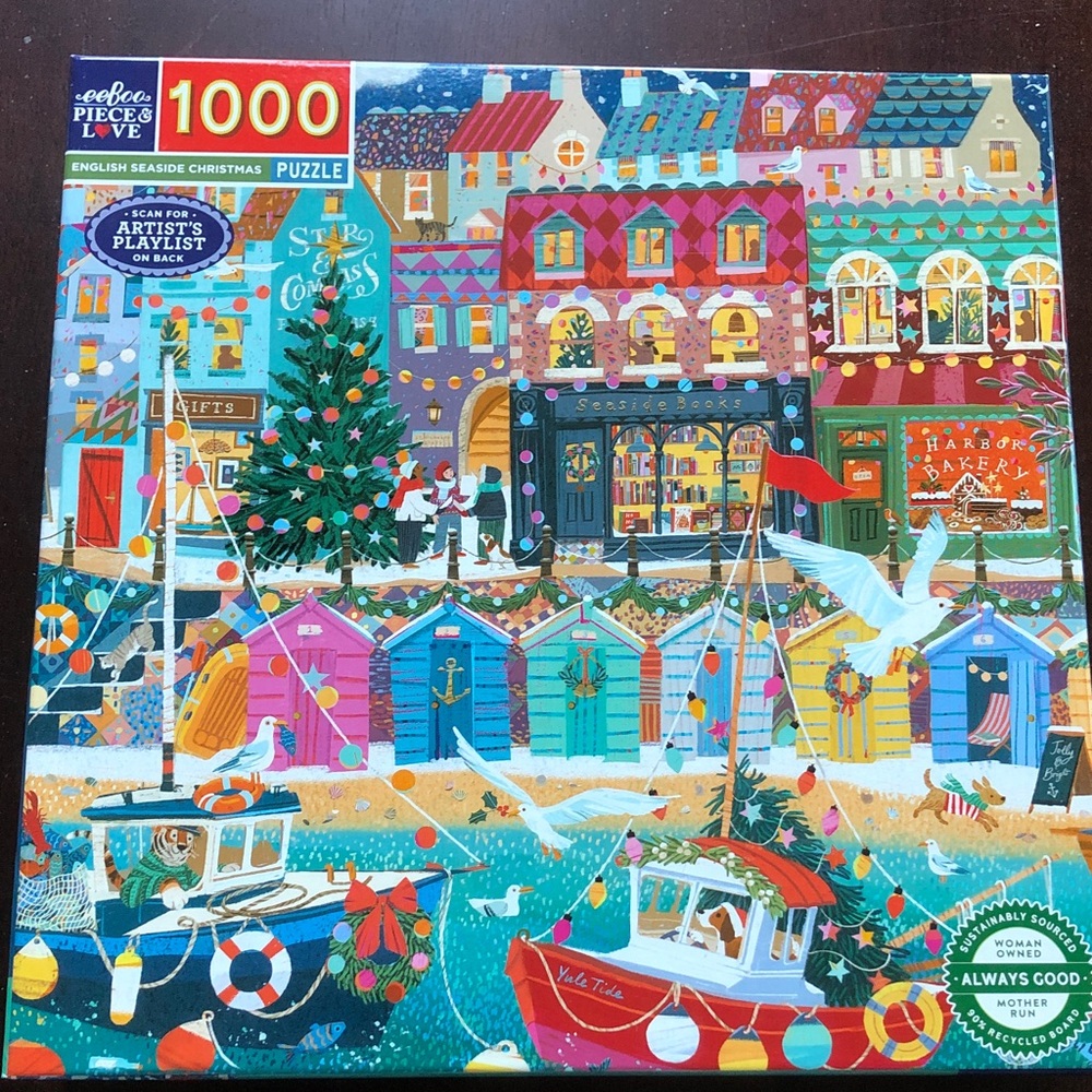 EeBoo English Seaside Christmas 1000 piece puzzle.